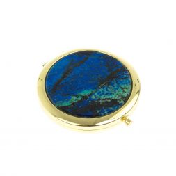 Зеркало круглое из камня азурит цвет золото