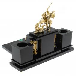 Настольный набор &amp;quot;Георгий Победоносец&amp;quot; камень малахит