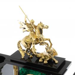 Настольный набор &amp;quot;Георгий Победоносец&amp;quot; камень малахит