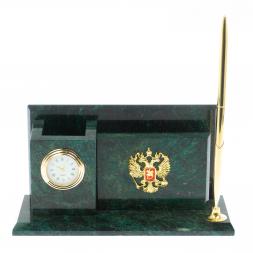 Настольный мини-набор &amp;quot;Гербовый&amp;quot; камень змеевик