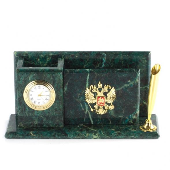 Настольный мини-набор &amp;quot;Гербовый&amp;quot; камень змеевик 113485