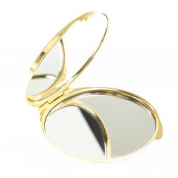 Зеркальце круглое из змеевика с круглой ящерицей цвет золото