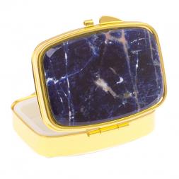 Таблетница на 2 отделения камень содалит цвет золото