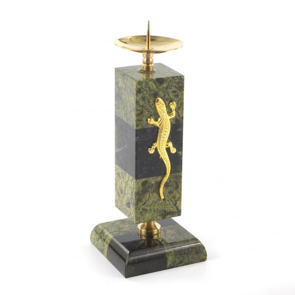 Подсвечник с ящерицей камень змеевик 119286
