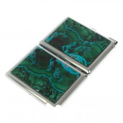 Портсигар 20 сигарет с зажигалкой камень малахит с хризоколлой