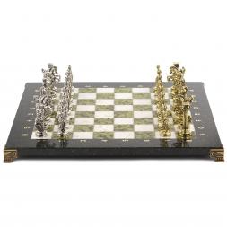 Шахматы декоративные "Александр Македонский" доска 36х36 см мрамор змеевик