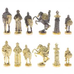 Шахматы подарочные &amp;quot;Богатыри&amp;quot; из змеевика и серого мрамора 44х44 см