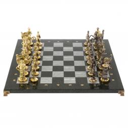 Шахматы подарочные &amp;quot;Богатыри&amp;quot; из змеевика и серого мрамора 44х44 см