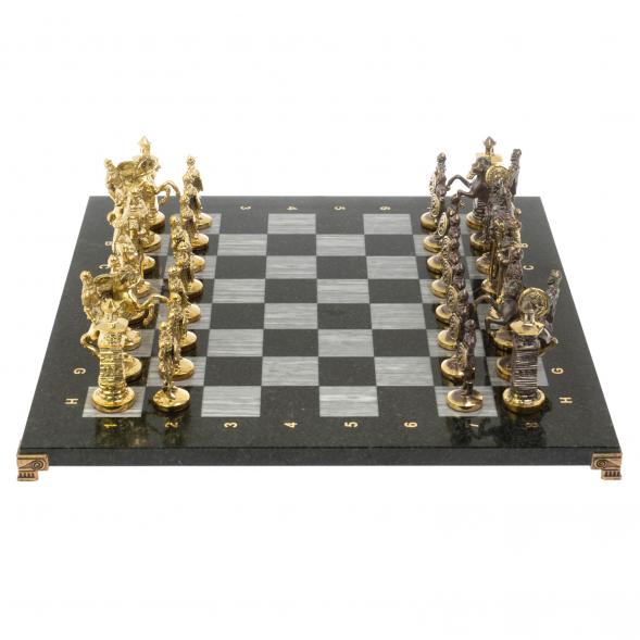 Шахматы подарочные &amp;quot;Богатыри&amp;quot; из змеевика и серого мрамора 44х44 см 129646