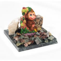 Сувенир &amp;quot;Обезьянка под деревом &amp;quot;Счастья №4&amp;quot; змеевик