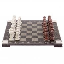 Шахматы с гравировкой "Турнирные" доска 36х36 см лемезит белый мрамор