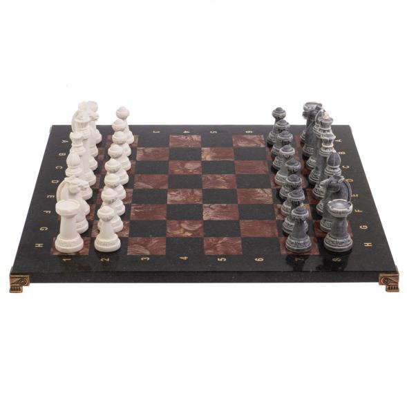 Шахматы &amp;quot;Стаунтон&amp;quot; из мрамолита 44х44 см лемезит / змеевик 126449