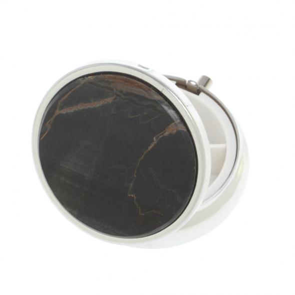 Таблетница на 3 отсека камень соколиный глаз цвет серебро 126985