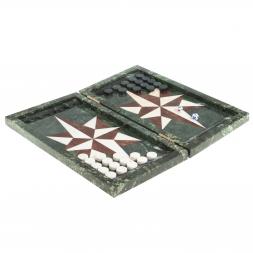 Каменные нарды &amp;quot;Звезда&amp;quot; белый мрамор / лемезит