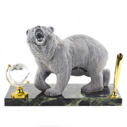 Подставка под ручку "Медведь" змеевик мрамолит