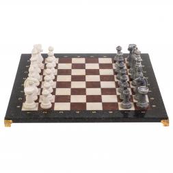 Шахматы &amp;quot;Стаунтон&amp;quot; из мрамолита 44х44 см лемезит / мрамор