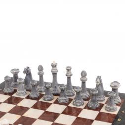 Шахматы &amp;quot;Стаунтон&amp;quot; из мрамолита 44х44 см лемезит / мрамор