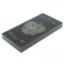 Каменные нарды с гравировкой &amp;quot; Герб РФ&amp;quot; из габбро-диабаза