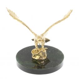 Бронзовая статуэтка &amp;quot;Орел&amp;quot; на нефрите и долерите 9х9х10 см