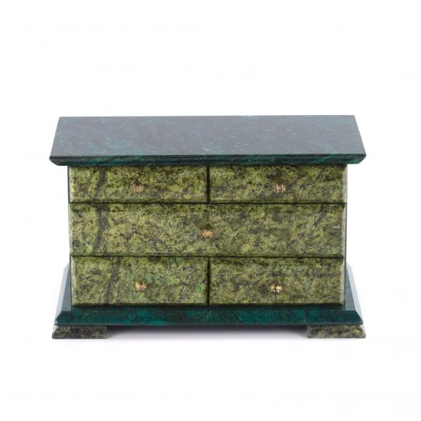 Ларец &amp;quot;Комод&amp;quot; 5 ящиков змеевик 21x12x16 см 112092