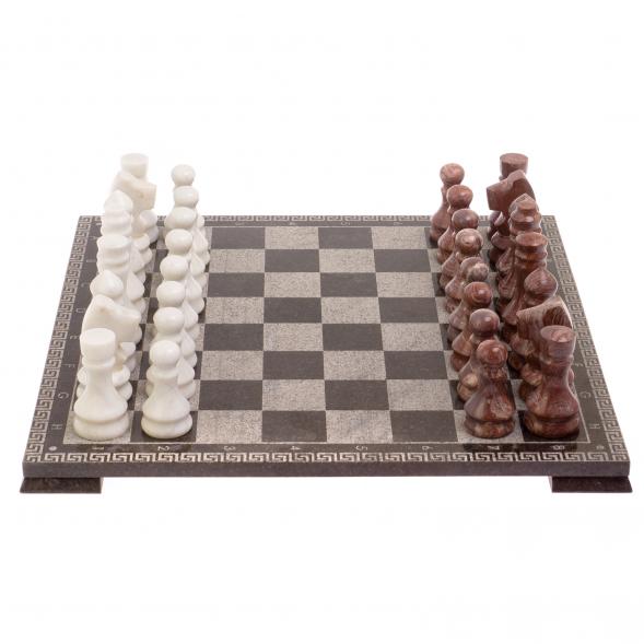 Шахматы с гравировкой &amp;quot;Греческий орнамент&amp;quot; доска 40х40 см лемезит мрамор 126144