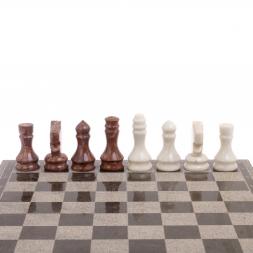 Шахматы с гравировкой "Греческий орнамент" доска 40х40 см лемезит мрамор