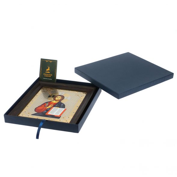 Икона гравюра &amp;quot;Спаситель&amp;quot; 24,5х28,5 см Златоуст 128006