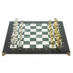 Шахматы "Стаунтон" доска 40х40 см из мрамора и змеевика