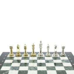 Шахматы "Стаунтон" доска 40х40 см из мрамора и змеевика