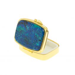 Таблетница на 2 отделения камень азурит цвет золото