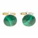 Запонки камень малахит круглые цвет золото 123830