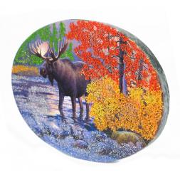 Панно из камня на подставке &amp;quot;Лось в реке&amp;quot; 19х3,5х13 см