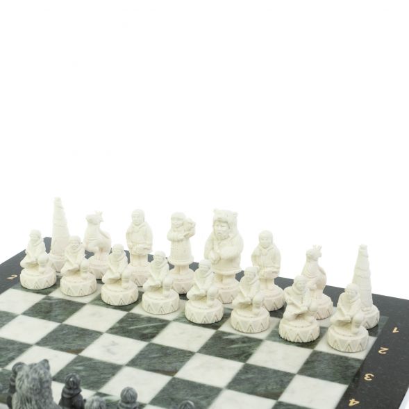 Шахматы &amp;quot;Северные народы&amp;quot; доска 40х40 см шабровский змеевик мрамор 128087