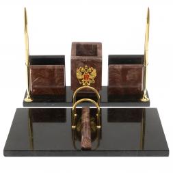 Письменный набор "Менеджер" из лемезита с гербом РФ