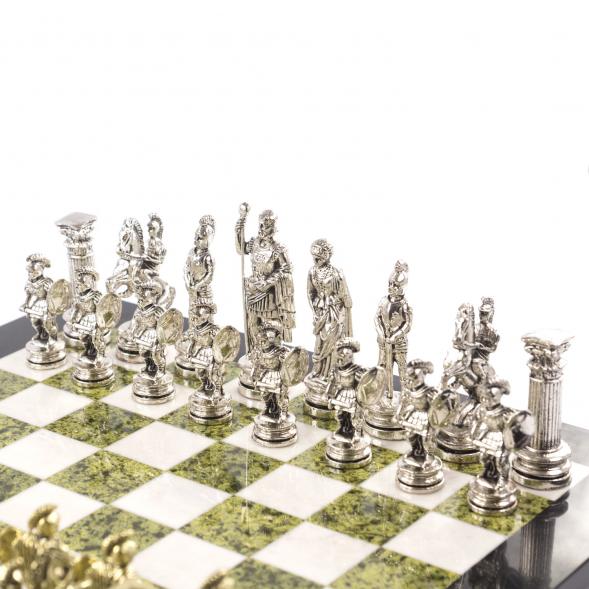 Шахматы подарочные &amp;quot;Древний Рим&amp;quot; из камня змеевик мрамор 44х44 см 121526