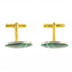 Запонки камень малахит овальные