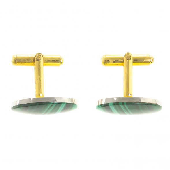 Запонки камень малахит овальные 123831