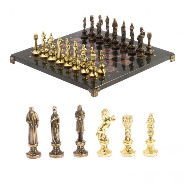Шахматы &amp;quot;Ренессанс&amp;quot; доска 36х36 см змеевик, лемезит фигуры цвет бронза-золото 124880