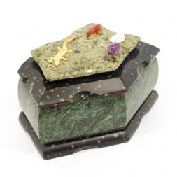 Шкатулка "Корона" малая змеевик 14,5x7x7,5 см