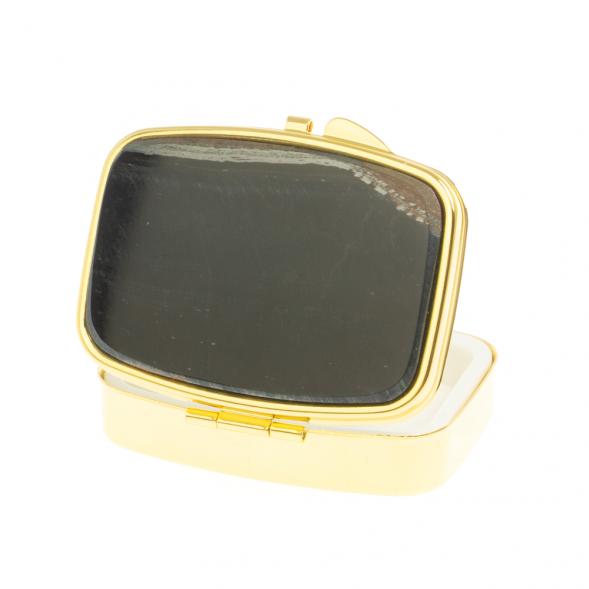 Таблетница на 2 отделения камень соколиный глаз цвет золото 126988