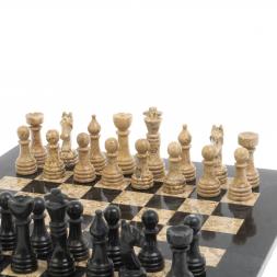 Шахматы &amp;quot;Игрок&amp;quot; доска 38х38 см из черного мрамора и ракушечника