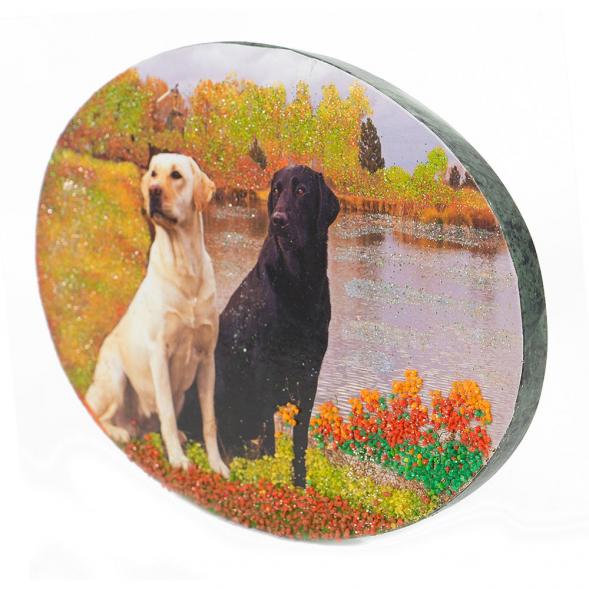 Панно из камня на подставке &amp;quot;Собаки на берегу&amp;quot; 19х3,5х13 см 117987