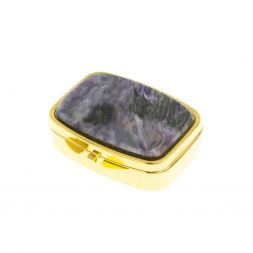 Таблетница на 2 отделения камень чароит цвет золото