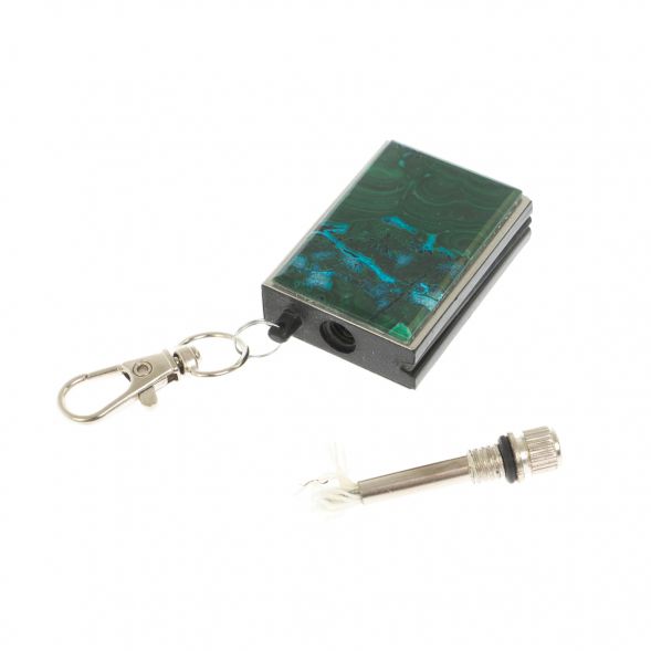 Брелок огниво &amp;quot;Вечная спичка&amp;quot; с накладкой из камня малахит с хризоколлой 2,8х1,3х5 см 129306