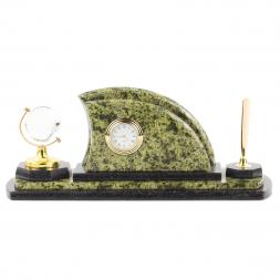 Настольный набор &amp;quot;Полумесяц&amp;quot; из камня змеевик