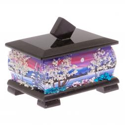 Шкатулка из черного змеевика &amp;quot;Зимний пейзаж&amp;quot; 12х10х9,5 см