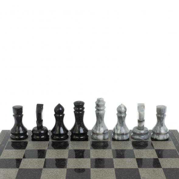 Шахматы с гравировкой &amp;quot;Греческий орнамент&amp;quot; доска 40х40 см змеевик / серый мрамор 126146