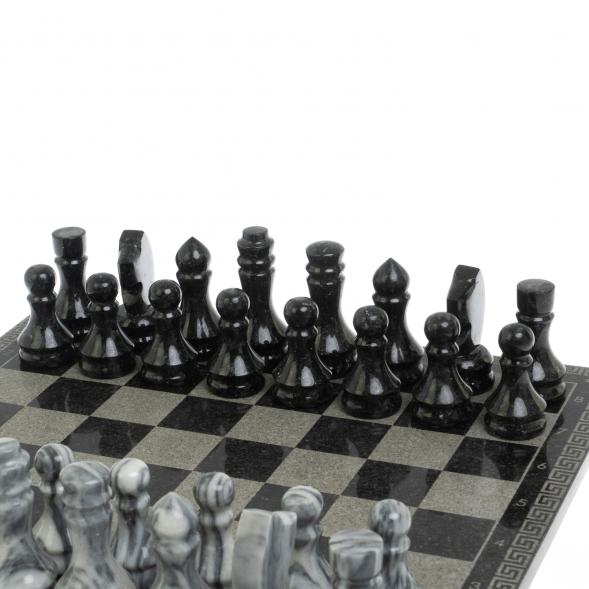 Шахматы с гравировкой &amp;quot;Греческий орнамент&amp;quot; доска 40х40 см змеевик / серый мрамор 126146