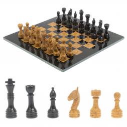 Шахматы &amp;quot;Игрок&amp;quot; 38х38 см из черного мрамора и рыжего ракушечника