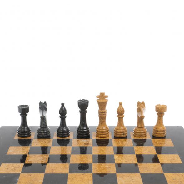 Шахматы &amp;quot;Игрок&amp;quot; 38х38 см из черного мрамора и рыжего ракушечника 127066